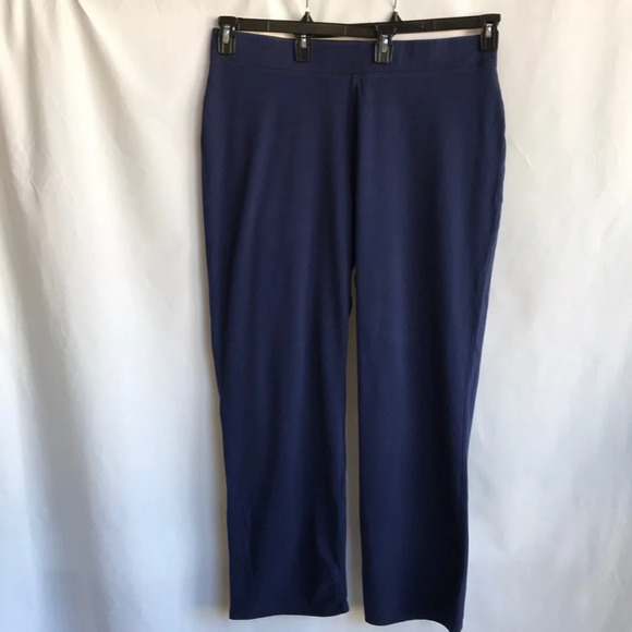 Coldwater Creek navy Egyptian cotton straight leg elastic waist pants, size 1X - Picture 1 of 10